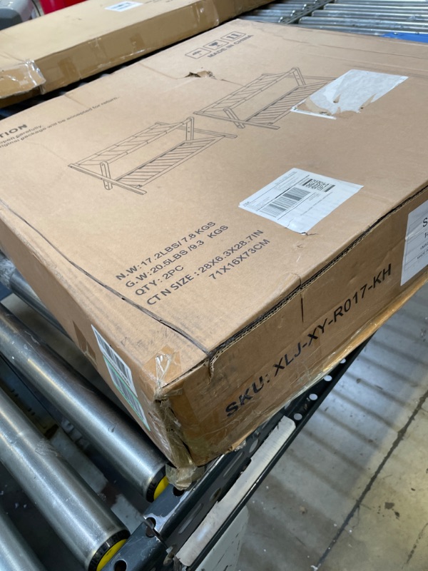 Photo 1 of Semiocthome 2 Pack Fully Assembled Luggage Rack, Folding Suitcase Stand with Storage Shelf, Wood Suitcase Rack fit Most Luggage Size, Luggage Holders Stand for Guest Room Bedroom and Hotel (Wood Color) 2pcs Luggage Racks (Wood Color)