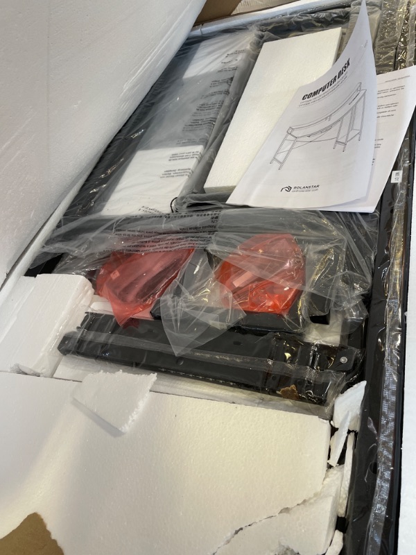 Photo 1 of Rolanstar Computer Desk with Power Outlet and Monitor Stand Shelf, 47” Home Office PC Desk with Keyboard Tray and USB Ports Charging Station, Desktop Table,Stable Metal Frame Workstation, Rustic Brown 47 inch Rustic Brown