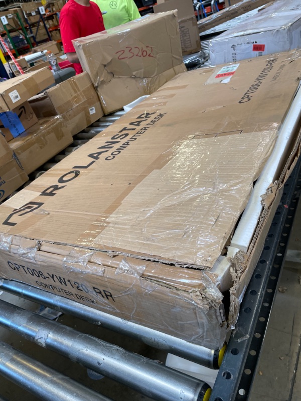 Photo 1 of Rolanstar Computer Desk with Power Outlet and Monitor Stand Shelf, 47” Home Office PC Desk with Keyboard Tray and USB Ports Charging Station, Desktop Table,Stable Metal Frame Workstation, Rustic Brown 47 inch Rustic Brown