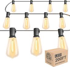 Photo 1 of 200FT (2X 100) Globe Outdoor Lights String, Dimmable LED Patio String Light with G40 Shatterproof Plastic Bulbs, Waterproof Commercial Hanging Lights for Outside Party Porch Backyard Bistro
