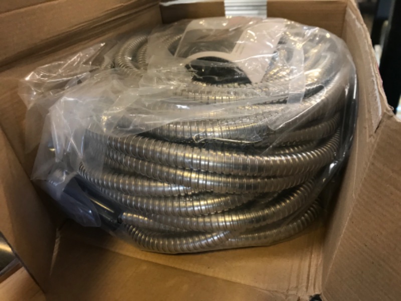 Photo 2 of 75ft Garden Hose Made by Metal with Super Tough and Soft Water Hose, Household Stainless Steel Hose, Durable Metal Hose with Adjustable Nozzle, No Kinks and Tangles, Easy to Store with Storage Strap

