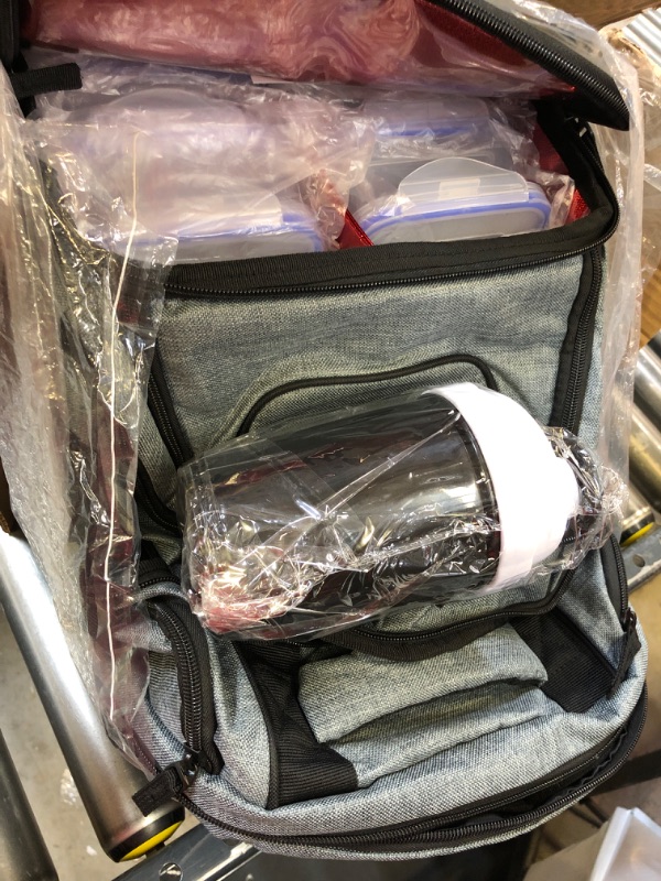 Photo 1 of 519 Fitness Meal Prep Backpack,Hiking Outdoor Insulated Unisex Lunch Cooler with Computer Compartment,Include 6 Meal Containers,2 Ice Packs and Shaker Grey