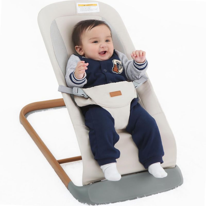 Photo 1 of AMKE CooCon Baby Bouncer,Ergonomic Bouncer Seat for Babies with 3 Recline Positions,Portable Newborn Bouncer Seat, Mesh Design Bouncers for Infants,Beige
