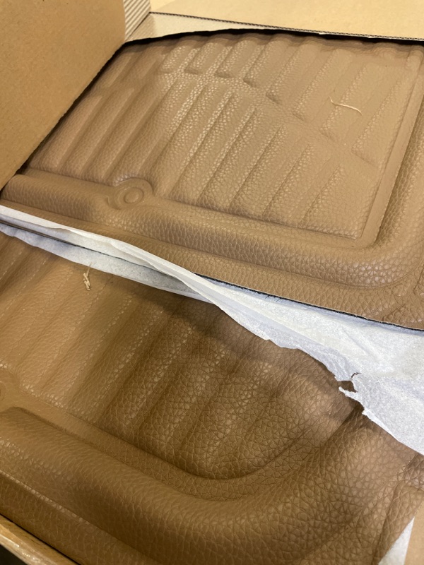 Photo 2 of CASS Pass Leather Car Floor Mats -3D Waterproof All Weather, Universal Trim to Fit & Anti-Slip Burr Bottom Safety & Light Easy Clean Install for SUV Truck Auto (Beige) 4 Piece Sedan Van