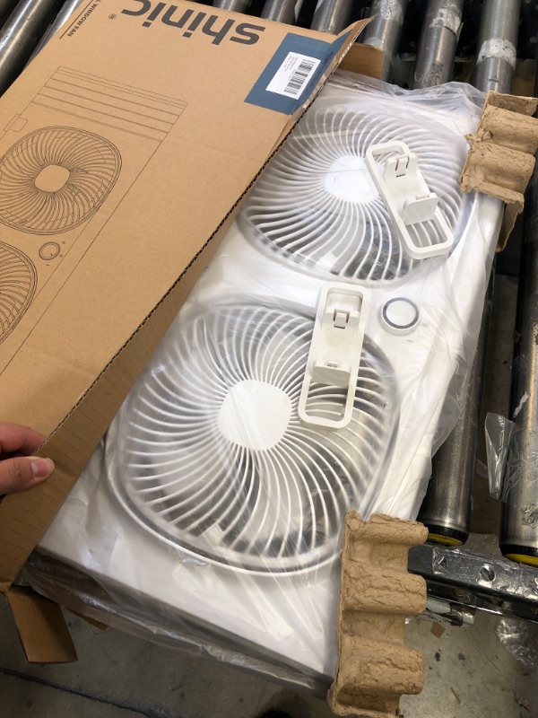 Photo 3 of shinic 9" Twin Window Fan with 270° Rotable Fans, 2-Speeds, Vertical Window Fan with Rigid & Accordion Expanders, Width Adjustable (21.65" To 33.27"), Ideal for Home, Kitchen, Bedroom, and Office