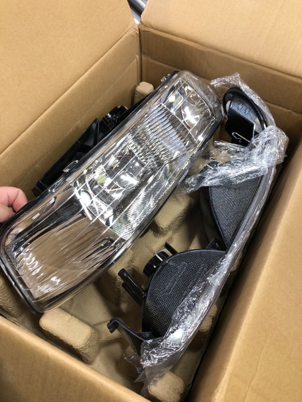 Photo 2 of CNNELL Headlight Assembly Compatible with Chevy Silverado 1999-2002/ Suburban Tahoe 2000-2006, Clear Lens Chrome Housing Clear Reflector, Left+Right