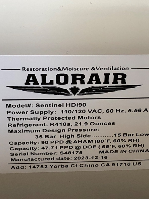 Photo 4 of ALORAIR Basement/Crawlspace Dehumidifiers 198 PPD (Saturation), 90 Pints (AHAM), 5 Years Warranty, Condensate Pump, Auto Defrosting, Rare Earth Alloy Tube Evaporator, Remote Control (optional) Sentinel HDi90-with Condensate Pump