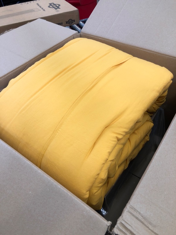 Photo 1 of Bedsure Mustard Yellow King Size Comforter Set - 4 Pieces Pinch Pleat Bed Set, Down Alternative Bedding Sets for All Season, 1 Comforter, 2 Pillowcases, 1 Decorative Pillow King Mustard Yellow