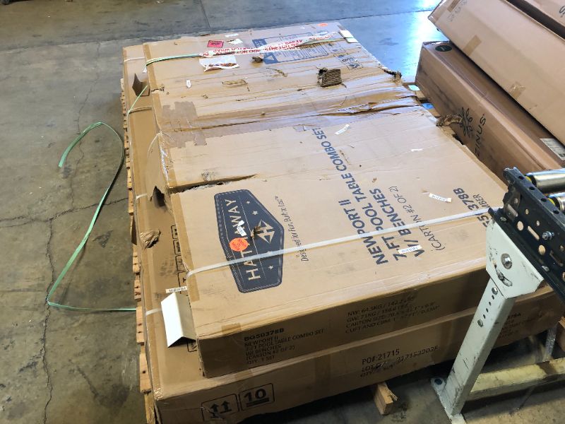 Photo 1 of Hathaway Pool Table Combo Set with Benches Walnut 7-Feet