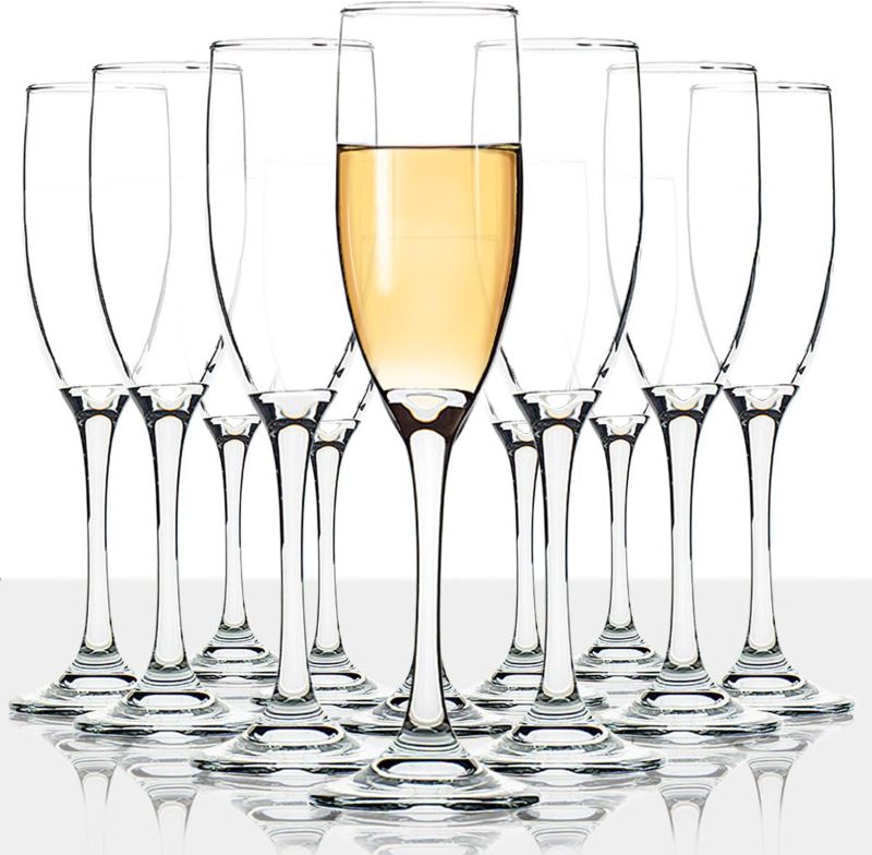 Photo 1 of Classic Champagne Flutes, Set of 12, 6 Oz Premium Stemmed Champagne Glasses, Sparkling Wine Glass, Crystal Clear

