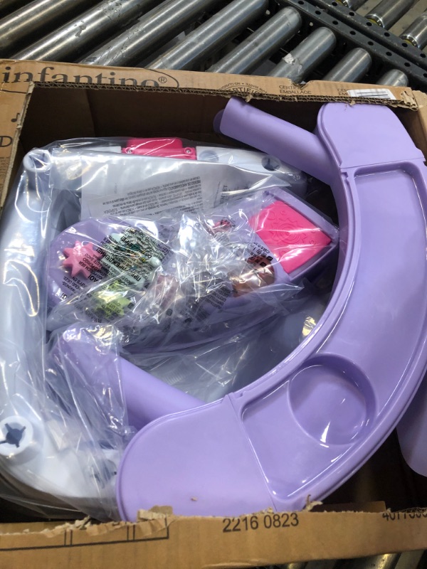 Photo 1 of Infantino Music & Lights 3-in-1 Discovery Seat and Booster for girls - Convertible booster, infant activity seat and feeding chair with electronic piano for sensory exploration for babies and toddlers Lavendar