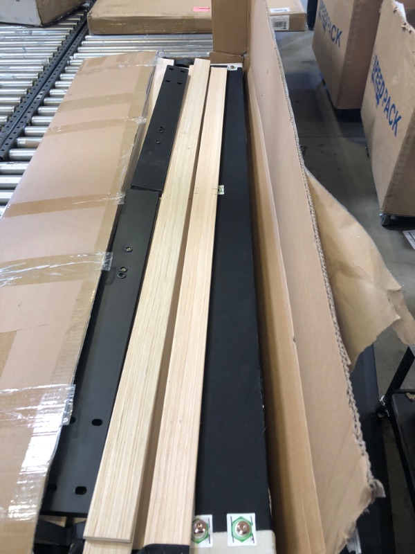 Photo 1 of Queen Size Bed Frame with Velvet Upholstered Headboard, Platform Bed with Strong Wood Slats, Mattress Foundation, Box Spring Optional, Easy Assembly, Beige Beige Queen
