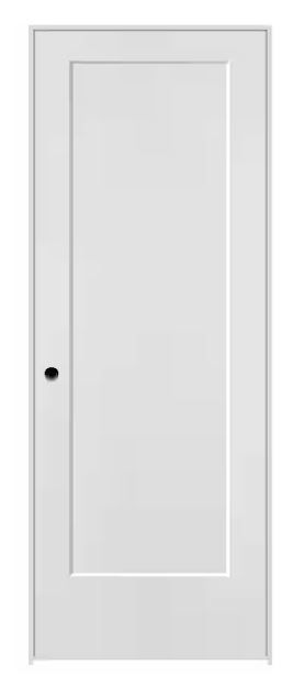 Photo 1 of 28 in. x 80 in. 1 Panel Lincoln Park Left-Handed Solid Core Primed Composite Single Prehung Interior Door

