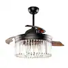 Photo 1 of 42 in. Black Crystal Retractable Ceiling Fan with Light Kit and Remote Control