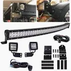 Photo 1 of WeiSen Front 50 Inch 288W Curved LED Light Bar Pro-Fit Cage Mount Kit ? Rear Roof Pair 3" 18W Cube Lights Brackets w/ 2X Wiring Kit Compatible with 2013-2023 Polaris Ranger XP 1000 900 570 Crew