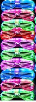 Photo 1 of 10 COUNT Glasses 6 Color 3 Mode Light Up Party Glasses Glow In The Dark Party Supplies Shutter Shades Neon Flashing Glasses Carnival Sunglasses Party Favors Toys for Birthday Wedding Concerts Party