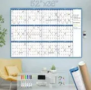 Photo 1 of Large Dry Erase Wall Calendar - 52"x36" - Blank Undated Yearly Calendar - Whiteboard Premium Laminated Planner - Reusable Laminated Office Jumbo 12 Months Calendar