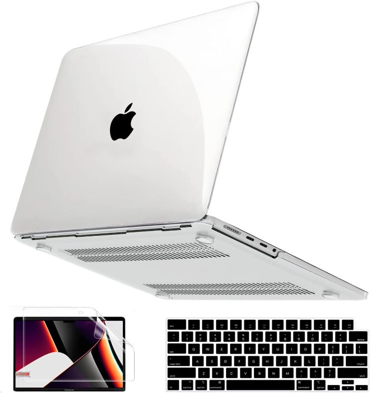 Photo 1 of Anban Compatible with MacBook Pro 14 inch Case 2024 2023 2022 2021 Release M3 A2918 A2992 M2 M1 A2779 A2442 Touch ID, Clear Plastic Hard Shell Case & Keyboard Cover & Screen Protector, Transparent
