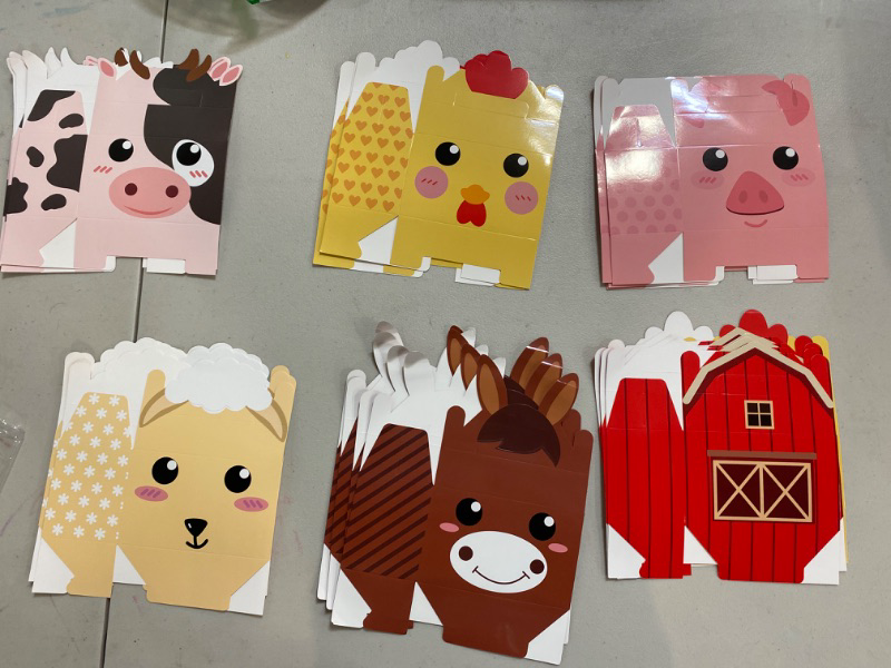 Photo 2 of 24 Pack Farm Animal Party Favor Boxes Farm Theme Birthday Goodie Boxes Farmhouse Animals Candy Valentine's Day Gift Bags Barnyard Candy Treat Boxes for Girls Kids Baby Shower Birthday Party Supplies
