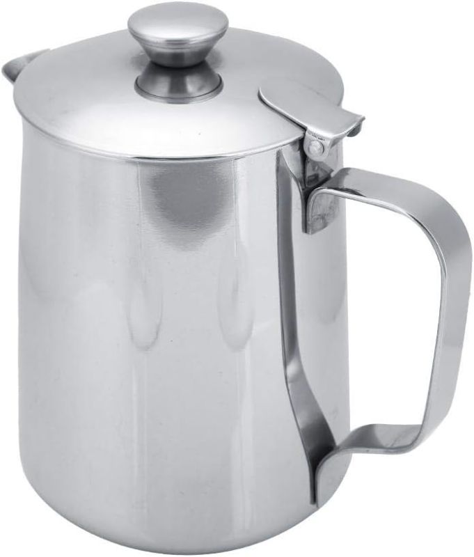 Photo 1 of Fdit Stainless Steel Coffee Cup Mug Milk Frothing Pitcher Jug with Lid for Latte Coffee Art for Office Kitchen(600mL)
