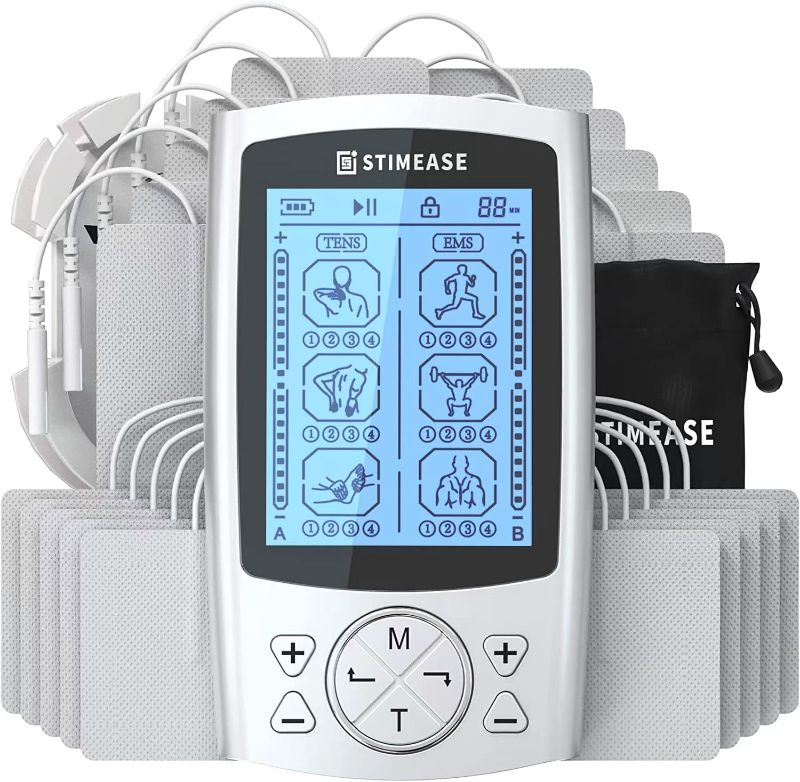 Photo 1 of Stimease TENS Unit Muscle Stimulator, 24 Modes Dual Channel Rechargeable TENS EMS Machine for Pain Relief Therapy with 20 Electrode Tens Unit Replacement Pads

