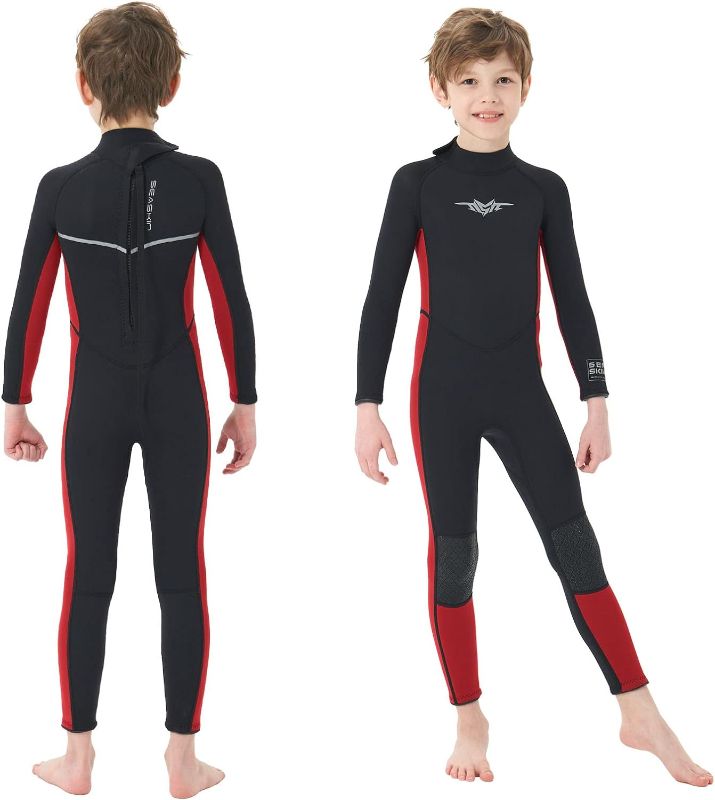 Photo 1 of Size 12 - Seaskin Kids Wetsuit for Boys Girls Toddlers, 2mm Front Zipper Shorty Wetsuits, 3mm Back Zip Full Wetsuit, Neoprene Thermal Swimsuits for Diving Surfing Swim Lessons