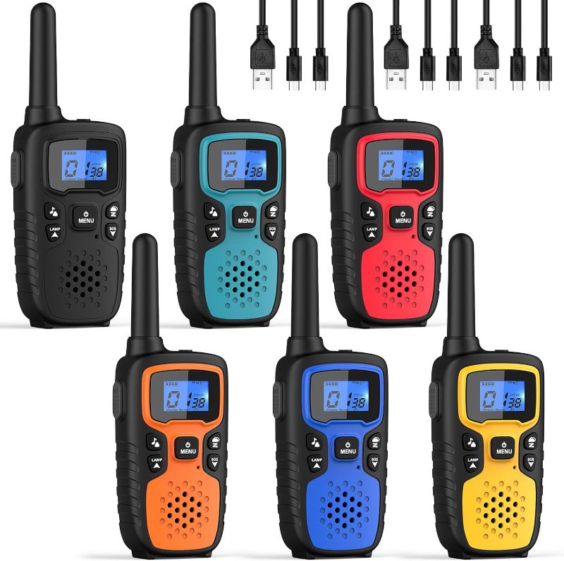 Photo 1 of Wishouse Walkie Talkies for Adults Long Range-Rechargeable Portable 2 Way Radios,Hiking Accessories Camping Gear Toys for Kids with Lamp,SOS Siren,NOAA Weather Alert,VOX,Easy to Use,Walky Talky 6 Pack
