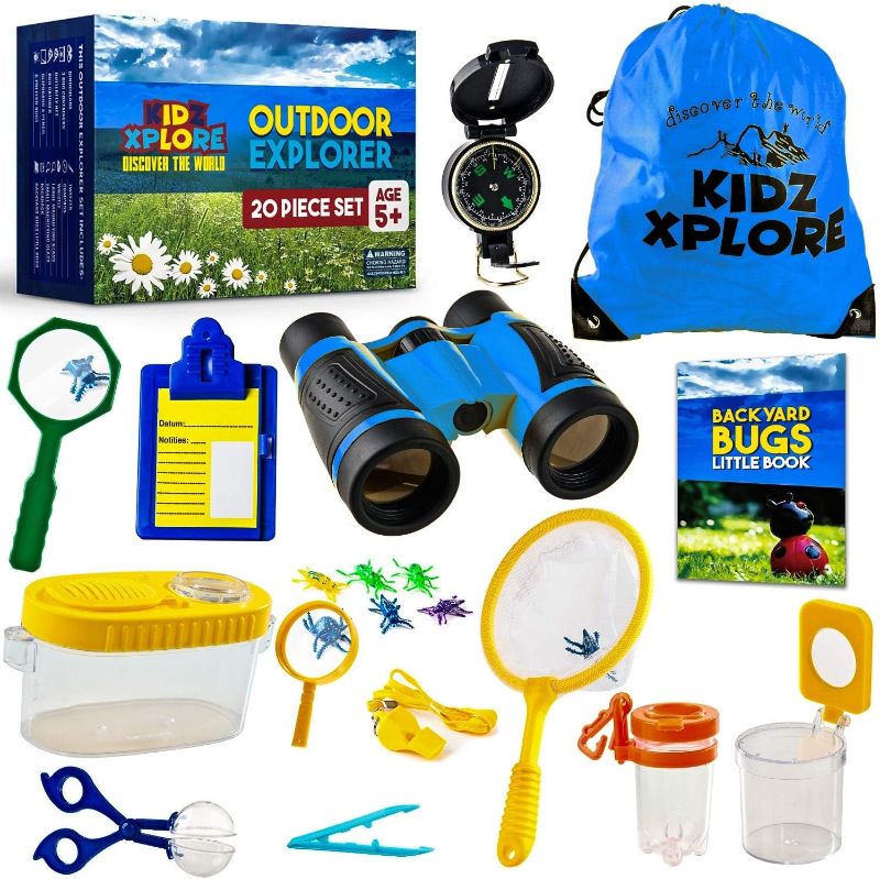 Photo 1 of Kidz Xplore-Outdoor Explorer Set, Bug Catching Kit, Nature Exploration Children Outdoor Games Mini Binoculars Kids Compass Whistle Magnifying Glass, Adventure Educational Toy

