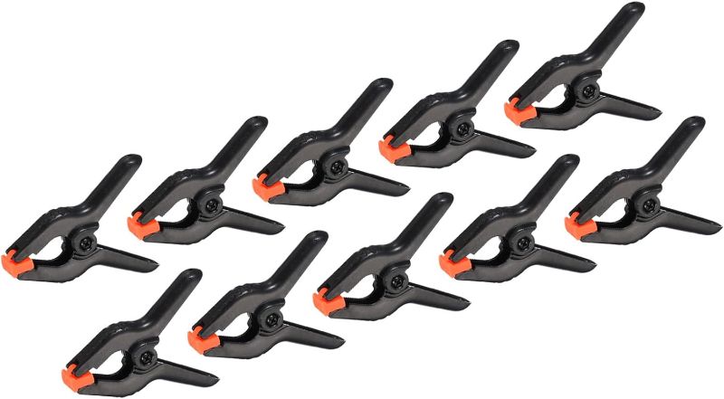 Photo 1 of PATIKIL 3 Inch Spring Clamps, 10 Pack Plastic Flexible Anti-slip Strong Backdrop Clamp Clips for Stand DIY Project Photography Studio Craft, Black
