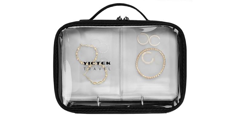 Photo 1 of Travel Size Jewelry Organizer Bag with Wide Top Cover Pages, See-through And large Capacity Jewelry Storage Book Organizer Binder Pages for Jewelry 