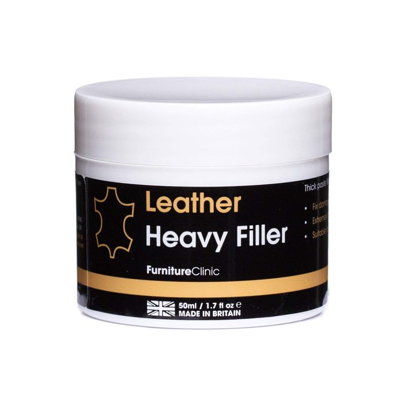 Photo 1 of Furniture Clinic Leather Repair Filler (White) - Paintable Heavy Leather Filler Repair Compound for Filling Holes, Scuffs, Scratches, Cracking Etc - Heavy Filler - 50ml
