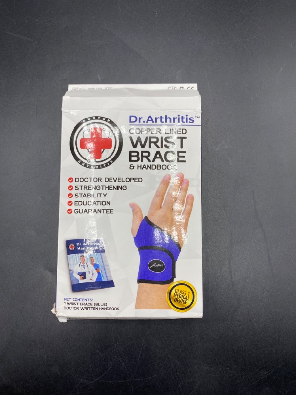 Photo 2 of Dr. Arthritis Doctor Developed Copper Wrist Brace/Wrap for Carpal Tunnel Support, Splint Brace -F.D.A. Medical Device & Doctor Handbook-Night Support for Women Men-Right & Left hands (Single)
