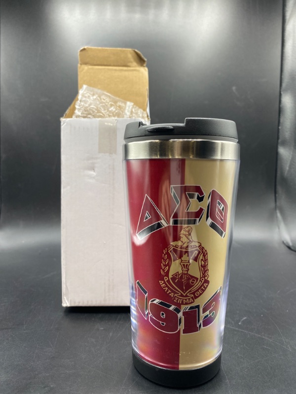 Photo 2 of Delta Sigma Sorority Coffee Tumbler Durable Insulated Coffee Mug Double Wall Travel Tumbler for Home Office Use Stainless Steel Cup
