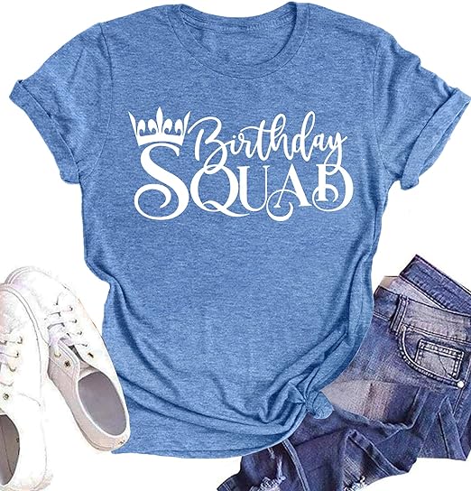 Photo 1 of (XL) Birthday Shirts Women Cute Birthday Girl Graphic Shirts Birthday Squad Short Sleeve Casual Birthday Gift Tee Tops
