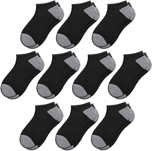 Photo 1 of Size (M 6-10) Comfoex 10 Pairs Boys Socks  8-10 Years Old Low Cut Ankle Athletic Socks For Kids Short Half Cushioned Socks
