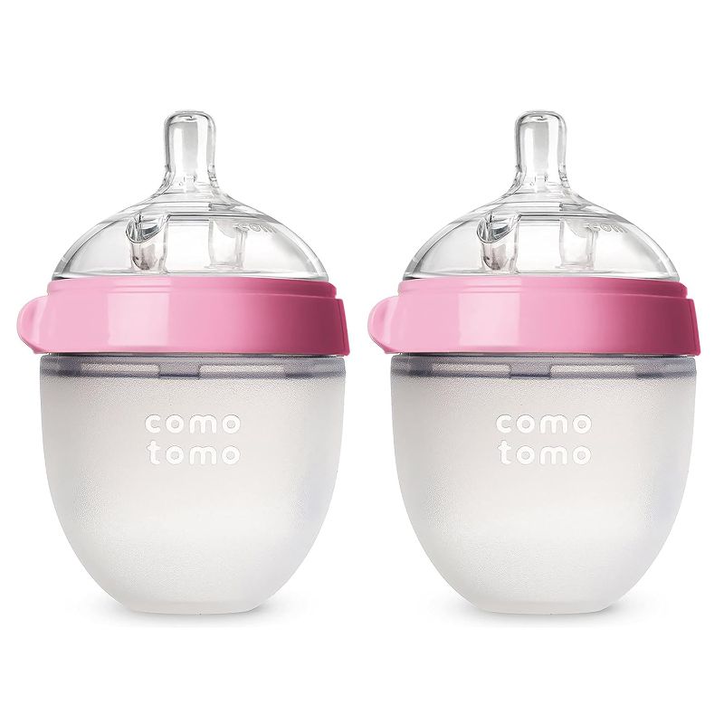 Photo 1 of Comotomo Baby Bottle, Pink, 5 Ounce, 2 Count 
