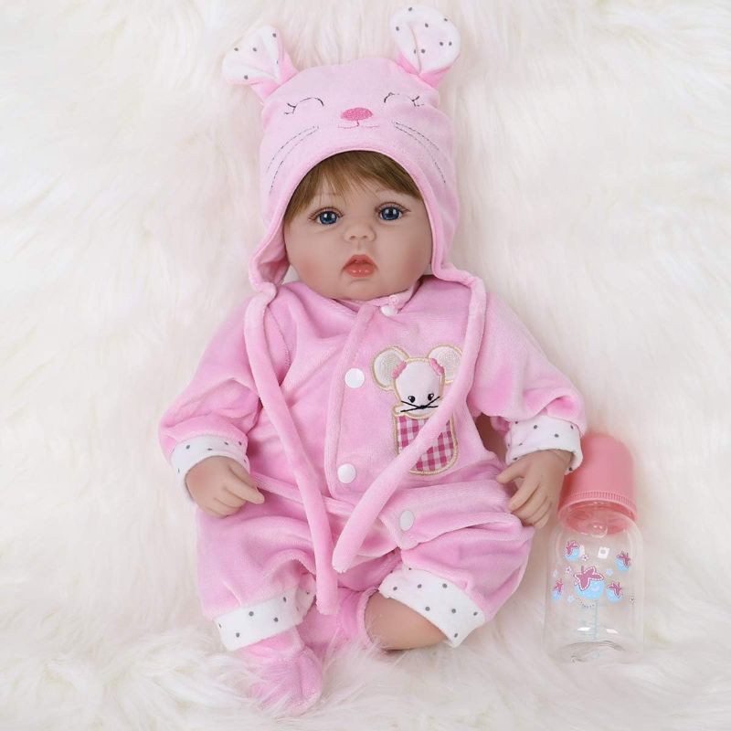 Photo 1 of CHAREX Reborn Baby Dolls Full Vinyl Body, 18 Inch Waterproof Lifelike Newborn Baby Girl Doll Lucy, Realistic Washable Baby Reborn Toddler Doll Gift Set for Kid Age 3+
