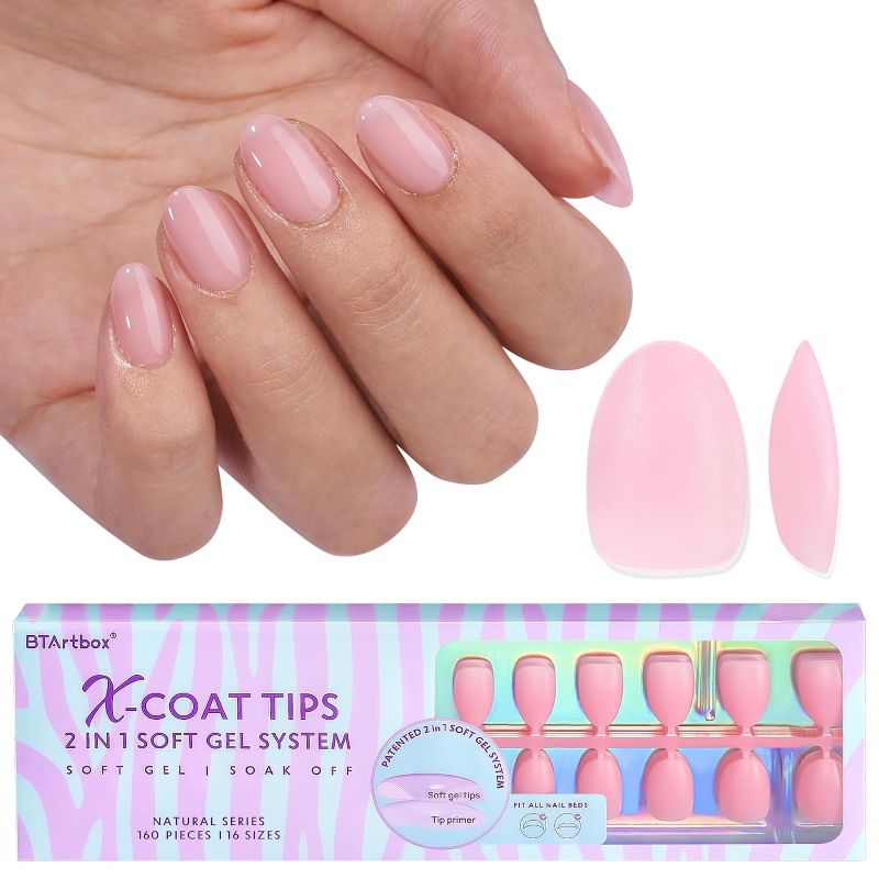 Photo 1 of BTArtbox XCOATTIPS Natural Nail Tips - Extra Short Almond Press On Nails Pink, Long Lasting Soft Gel Nails False Nail, Soak Off Acrylic Fake Nails Extensions for Nail Art DIY Spring Gifts
