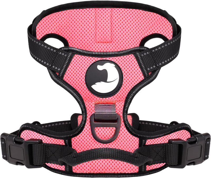 Photo 1 of Taglory Reflective Mesh Dog Harness, Soft Breathable Padded No-Choke No Pull Pet Vest with Easy Control Handle, Adjustable Neck and Chest for Small Medium Large Sized Dogs, Baby Pink, XS
