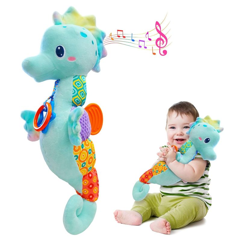 Photo 1 of Fuzqq Baby Toys 0-6 Months,Infant Musical Stuffed Animals Soft Toy with Bright Colors,Crinkle Sound Paper, Multi-Textures & Rattles,Baby Newborn Toys for 0 3 6 9 12 Months Boy/Girls Gift(Seahorse)
