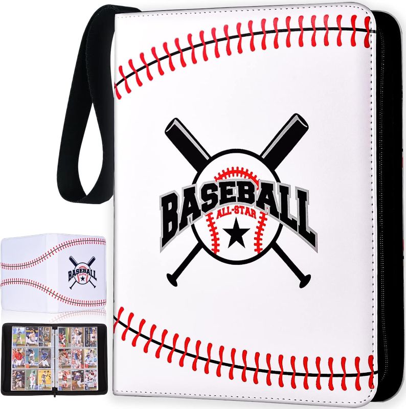 Photo 1 of DYFAIS Baseball Card Binder with Sleeves 900 Pockets, Baseball Gifts for Baseball Cards Collector, Baseball Card Storage Baseball Cards Ring Holder Organizer Album Baseball Gifts for Boys 8-12
