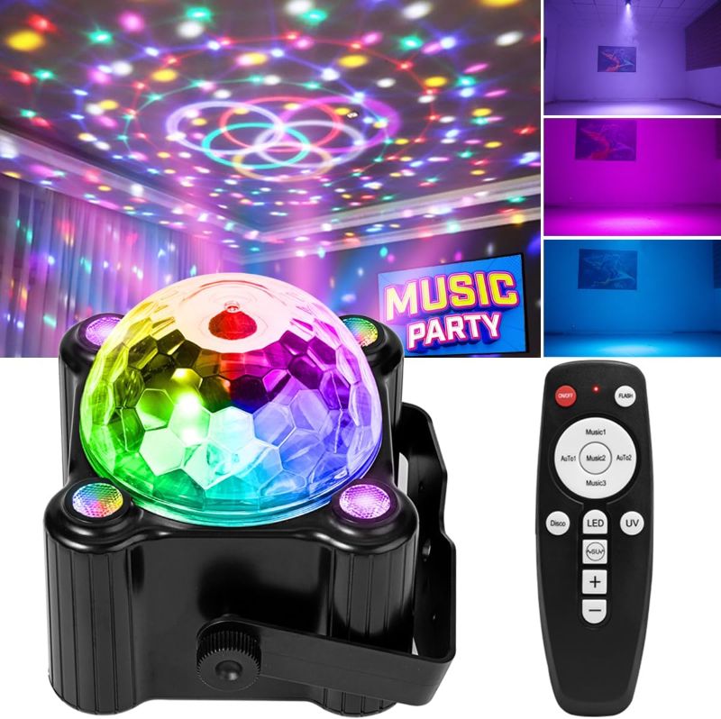 Photo 1 of Laucnpty Disco Ball Party Lights Sound Activated Strobe DJ Stage Lighting for Indoor Room Outdoor Dance Floor Parties Birthday Rave Home Karaoke Halloween Christmas Wedding Show Bar Club Decorations
