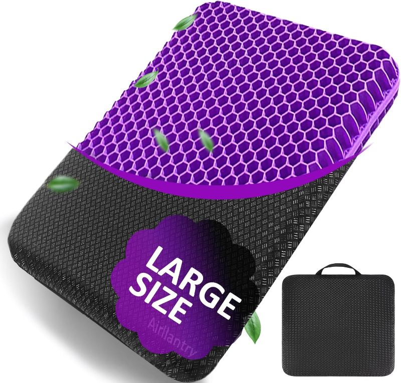 Photo 1 of Airllantry Gel Seat Cushion, Gel Seat Cushion for Long Sitting– Back Pain, Sciatica, Tailbone Pain Relief Pad, Seat Cushion for Office Chair, Wheelchair Cushion, Car Cushion, Long Trips
