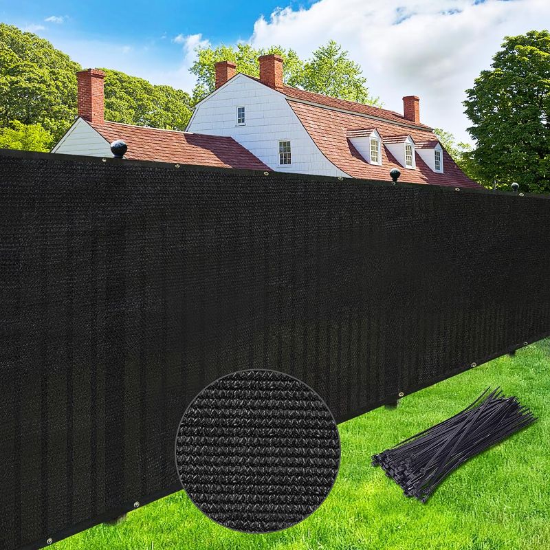 Photo 1 of UPGRADE Privacy Screen Fence 4' x 50' Commercial Shade Cover with Brass Grommets Heavy Duty Perfect for Outdoor Back Yard-Black, Customizable

