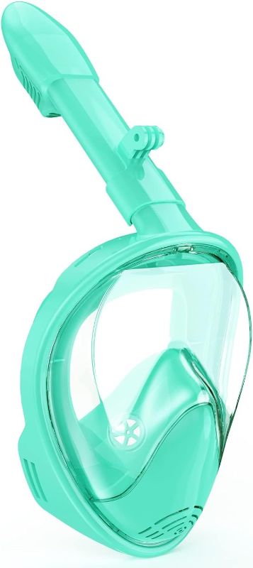 Photo 1 of Ezire Kids Snorkel Mask Full Face, Snorkeling Gear for Kids 2-14 with Camera Mount, 180 Degree Panoramic View Snorkeling Set Anti-Fog Anti-Leak (Cyan)
