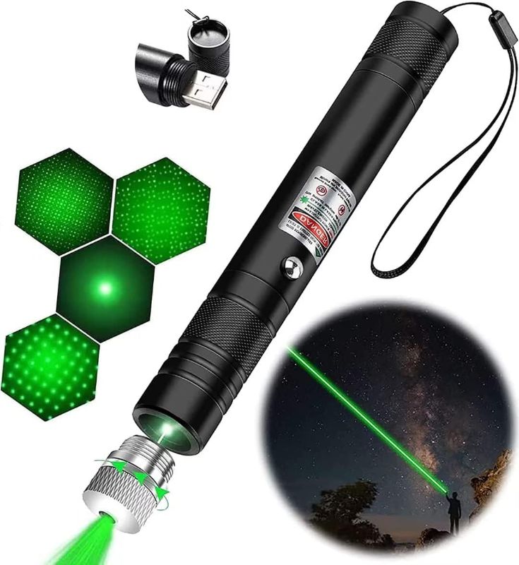 Photo 1 of Cowjag Long Range Green Laser Pointer, 2000 Metres Laser Pointer High Power Pen, Green Lazer Pointer Rechargeable for Hiking, Cat Laser Toy USB Charge(Green Light)
