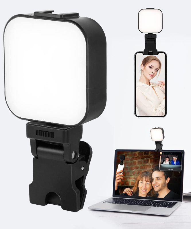 Photo 1 of ACNCTOP 64 LED Rechargeable Selfie Light - 5 Lighting Mode Phone Ring Light Mini Portable Clip on Fill Lights for iPhone, Cell Phone, Laptop, TikTok, Selfie, Video Conference, Camera

