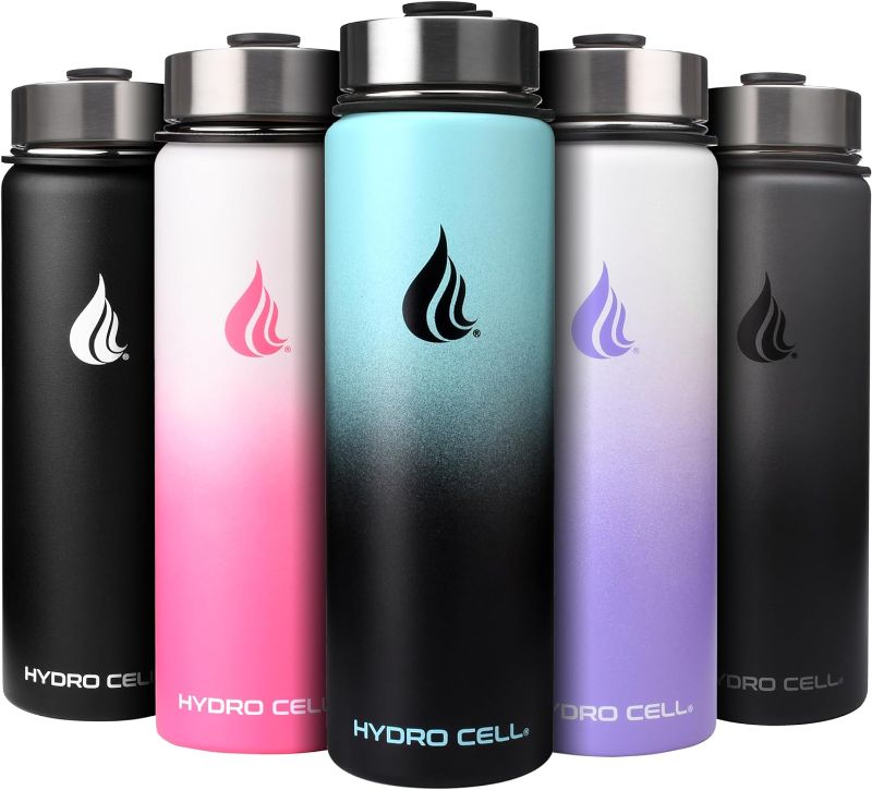 Photo 1 of HYDRO CELL Stainless Steel Insulated Water Bottle with Straw - For Cold & Hot Drinks - Metal Vacuum Flask with Screw Cap and Modern Leakproof Sport Thermos for Kids & Adults (Teal/Black 24oz)
