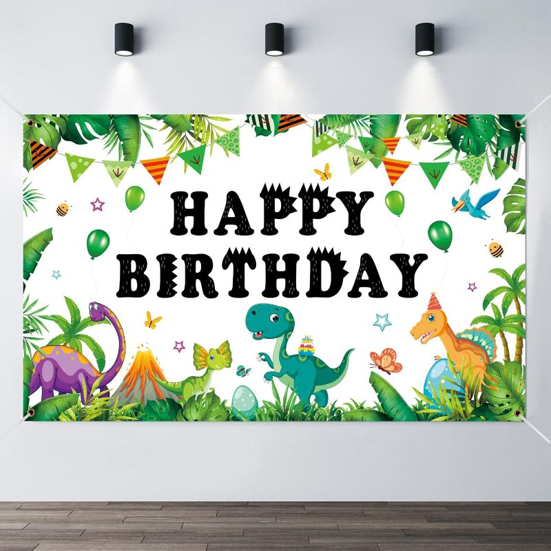 Photo 1 of Ayearparty Dinosaur Backdrop for Boys Birthday Dino Themed Party Decorations Scales Photography Photo Studio Booth Banner Kids Baby Happy Birthday Background 71 x 43 Inch
