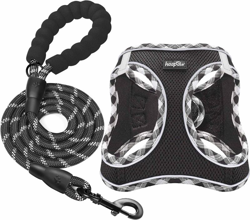 Photo 1 of haapaw Dog Harness with Leash Set, No Pull Adjustable Reflective Step-in Puppy Harness with Thickened Padded Vest for Extra-Small/Small Medium Dogs
